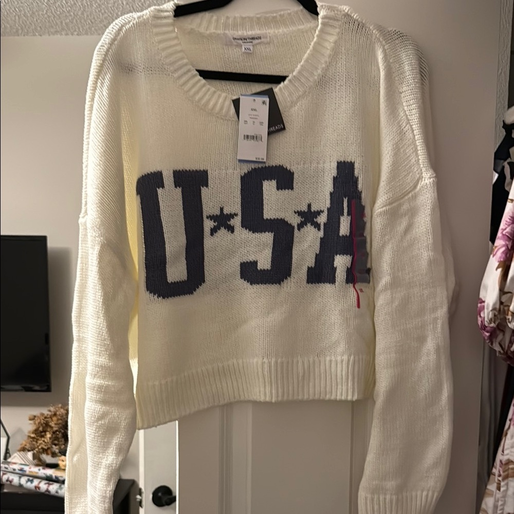 Women's White USA Sweater